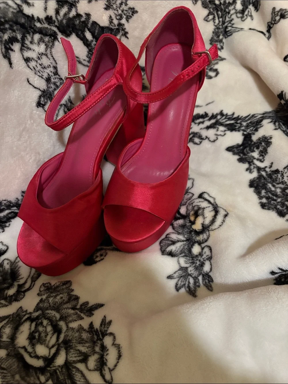 Pink Platform Ankle-Strap Heels